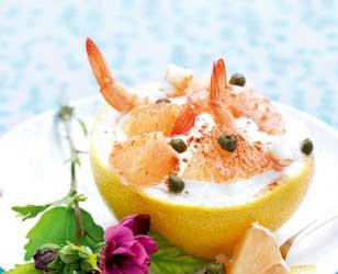 Cheese grapefruit and shrimps