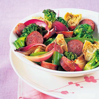 Sausage and mishmash of vegetables